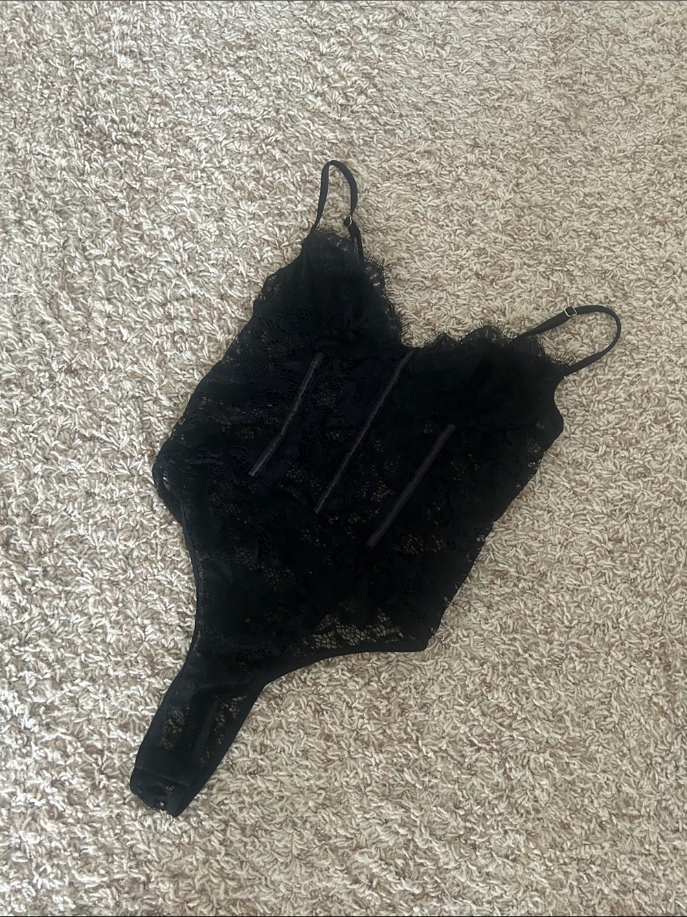 Black Lace Bodysuit with Delicate Straps